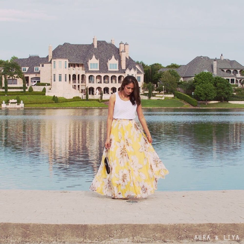 Chicwish Yellow Floral Maxi Skirt